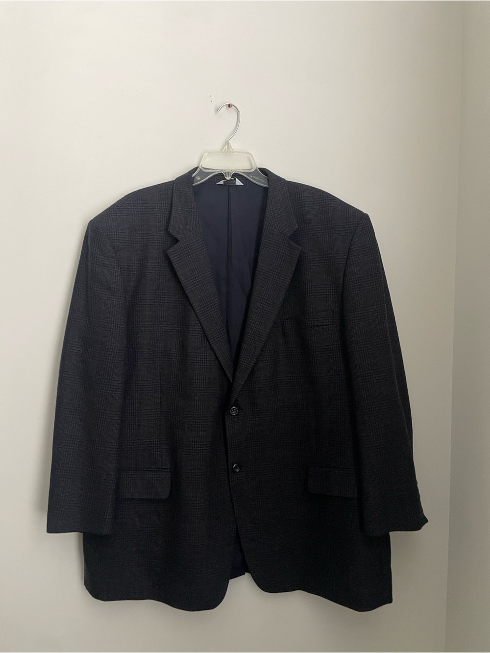 Joseph & Feiss Lambswool Plaid Sport Coat Jacket 2 Button Men's size 52 Blue